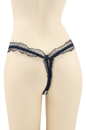 Chiloți sexy - Chiloti sexy tanga, model cu decupaj inghinal si perle DZK-2163negru