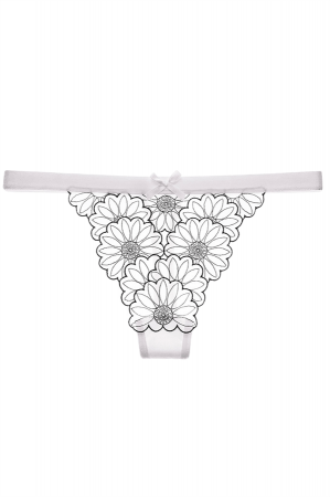 Chiloți sexy - Chiloti sexy tanga transparenti cu accente de dantela ZR2272alb
