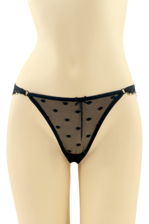 Chiloți tanga - Chiloti tanga cu insertii dantela CT-Q8061negru