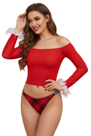 Chiloți tanga - Chiloti tanga cu aplicatii decorative MG-P3350rosu