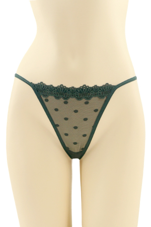 Chiloți sexy - Chiloti sexy tanga cu insertii dantela si funda CT-Q8065verde