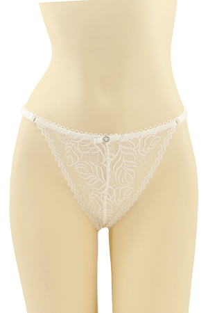 Chiloți tanga - Chiloti tanga cu dantela brodata CT-Q8174alb