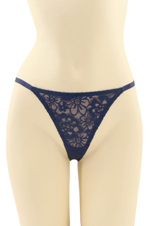 Chiloți tanga - Chiloti tanga cu dantela brodata si funda CT-Q8187bleumarin