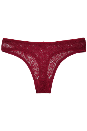Chiloți tanga - Chiloti tanga cu dantela si fundita 87416visiniu
