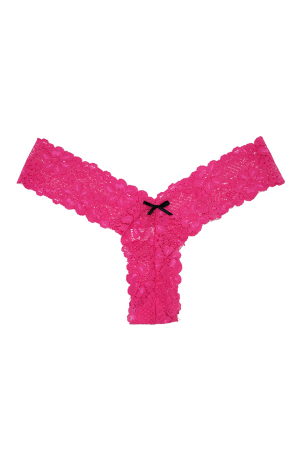 Chiloți sexy - Chiloti tanga cu dantela si fundita 87297roz