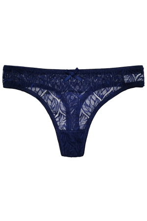 Chiloți tanga - Chiloti tanga cu dantela si fundita 87416bleumarin