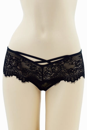 Chiloți tanga - Chiloti tanga cu insertii dantela 29083negru