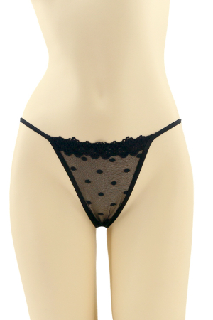 Chiloți sexy - Chiloti sexy tanga cu insertii dantela si funda CT-Q8065negru