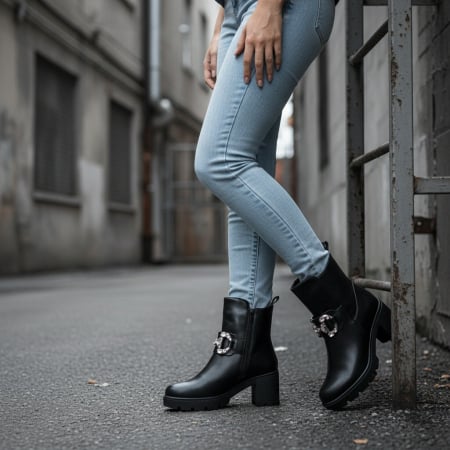 Damă - Ghete imblanite A10378negru