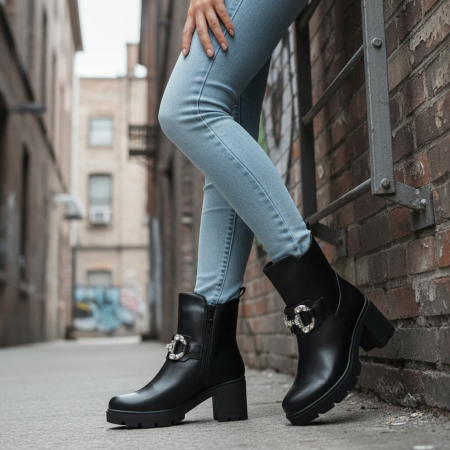 Damă - Ghete imblanite A10378negru