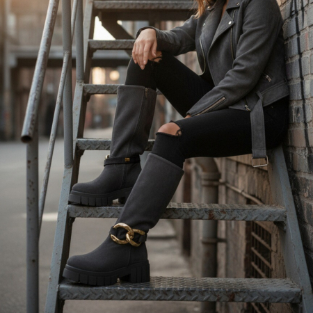 OFERTĂ SPECIALĂ - Cizme imblanite B21-53albastru