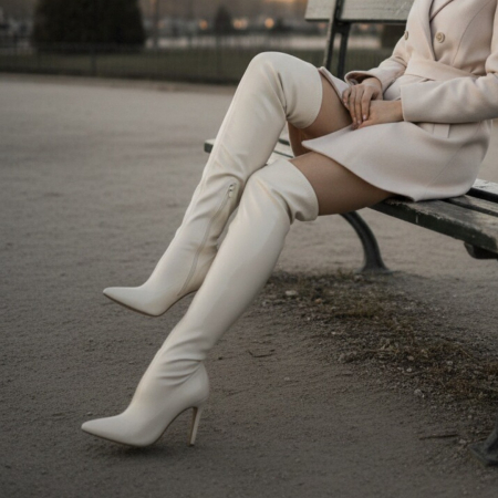 Cizme - Cizme lungi cu toc NN58nude