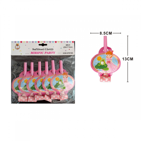 Articole party - Set 6 suflatori pentru petrecere 8.5 x 13 cm QT9748