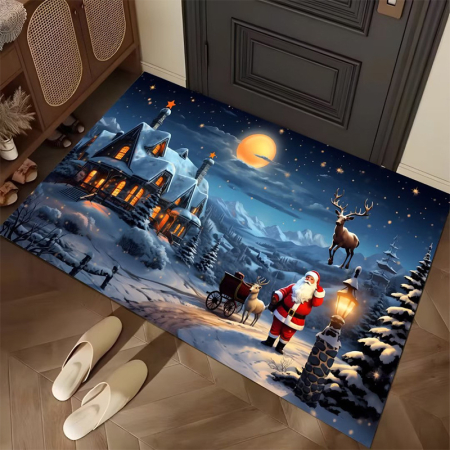 Articole casă - Covoras decorativ pentru intrare, model Craciun 60 x 40 cm CV-0125