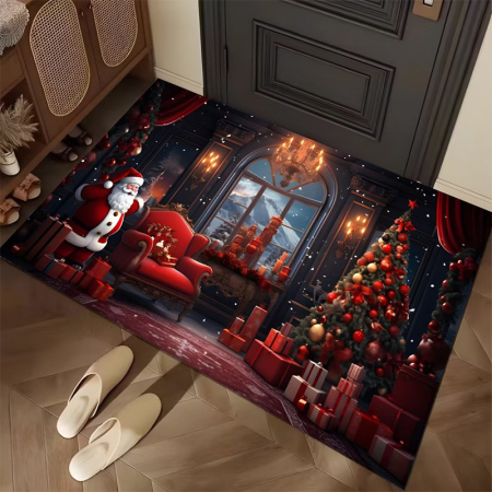 Articole casă - Covoras decorativ pentru intrare, model Craciun 60 x 40 cm CV-0225