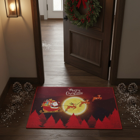 Preșuri - Covoras decorativ pentru intrare, model Craciun 6220-6