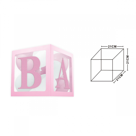 Baloane - Cutie transparenta pentru baloane ' Baby ' 21 x 21 cm QT8058
