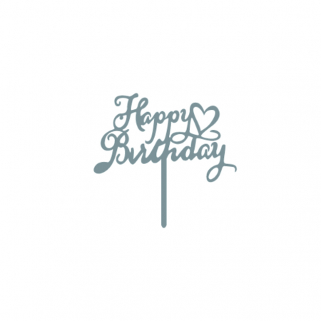 Articole party - Decoratiune pentru tort cu efect oglinda ' Happy Birthday ' QT9138argintiu