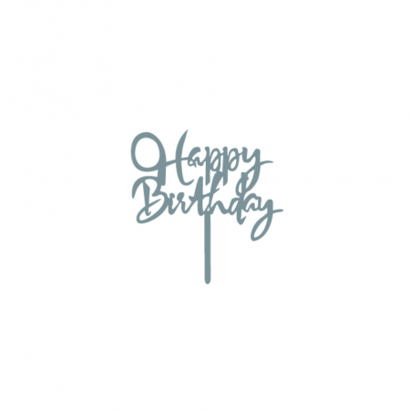 Articole party - Decoratiune pentru tort cu efect oglinda ' Happy Birthday ' QT9139argintiu