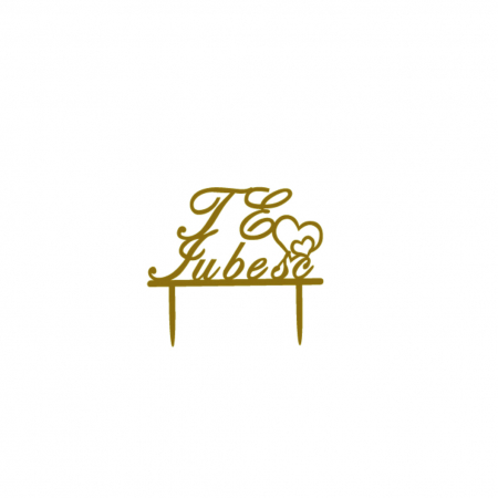 Accesorii party - Decoratiune pentru tort cu efect oglinda ' Te iubesc ' QT9150auriu