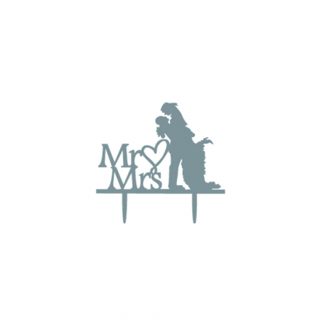 Articole party - Decoratiune pentru tort cu efect oglinda ' Mr & Mrs ' QT9144argintiu