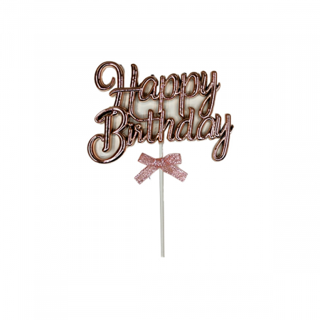 Articole party - Decoratiune pentru tort ' Happy Birthday ' 19.5 x 12 cm QT9314