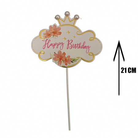 Accesorii party - Decoratiune pentru tort ' Happy Birthday ' QT9375