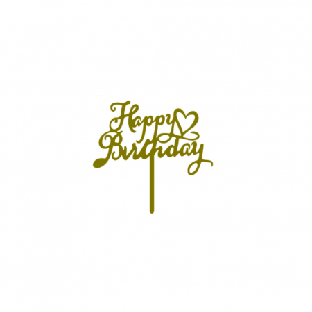 Accesorii party - Decoratiune pentru tort cu efect oglinda ' Happy Birthday ' QT9138auriu