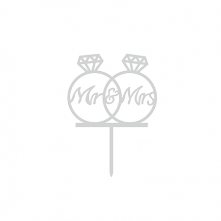 Articole party - Decoratiune pentru tort ' Mr & Mrs ' 18 x 13 cm QT9489argintiu