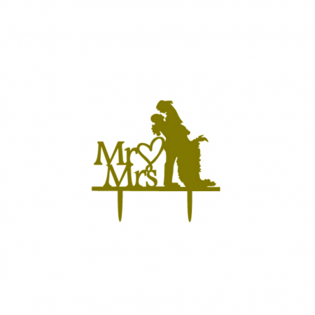 Accesorii party - Decoratiune pentru tort cu efect oglinda ' Mr & Mrs ' QT9144auriu