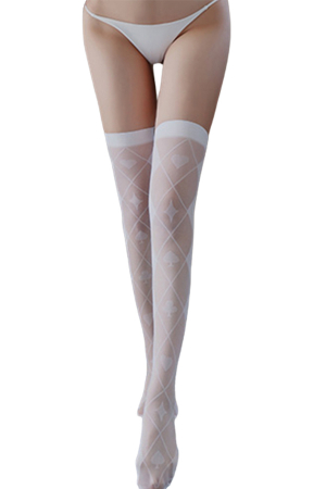 Ciorapi - Dres sexy transparent cu model YML3004alb
