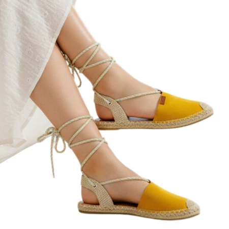 Espadrile - Espadrile cu model perforat si snur pe picior F-79galben