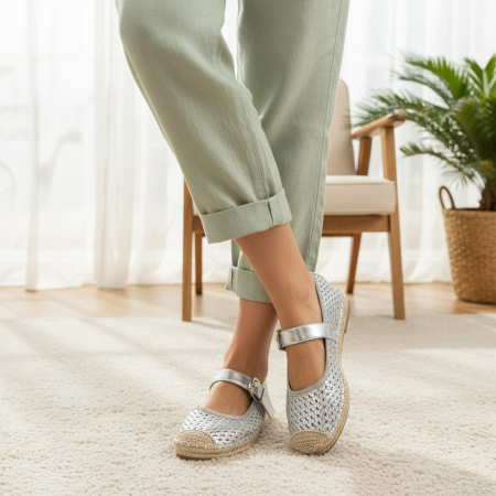 Damă - Espadrile N25-1765argintiu