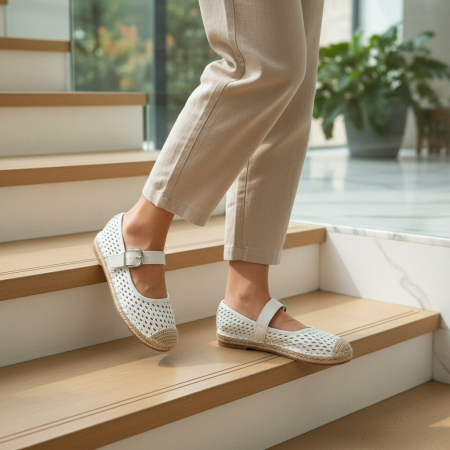 Damă - Espadrile N25-1765alb
