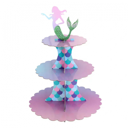 Articole party - Etajera din carton cu 3 nivele pentru prajituri ' Sirena ' 2260-8
