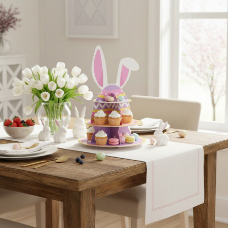 Articole party - Etajera din carton cu 3 nivele pentru prajituri ' Iepurasul de Pasti ' 2260-2605