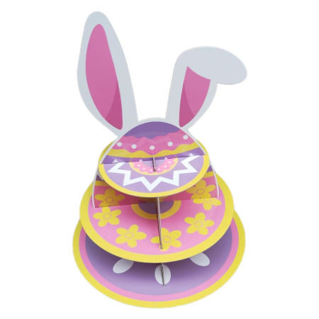 Articole party - Etajera din carton cu 3 nivele pentru prajituri ' Iepurasul de Pasti ' 2260-2605