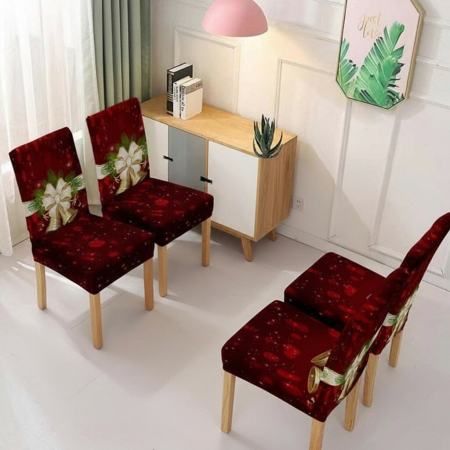 Fețe de masă - Set 4 huse universale pentru scaune, model Craciun 6220-45