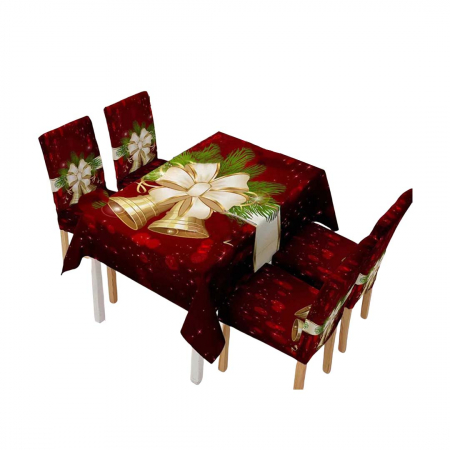 Articole casă - Set fata de masa si 6 huse pentru scaune, model Craciun 6220-43/45