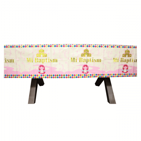 Articole party - Fata de masa pentru petrecere ' Botez ' 183 x 137 cm 2260-11roz