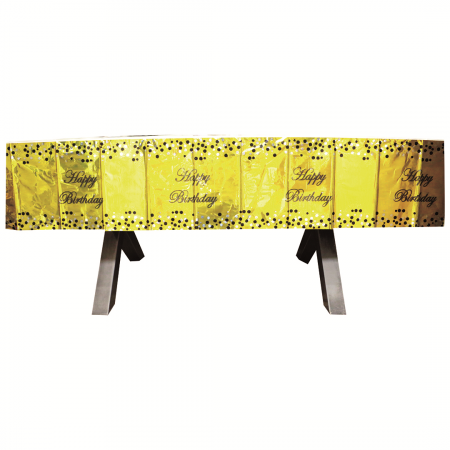 Accesorii party - Fata de masa pentru petrecere ' Happy Birthday ' 183 x 137 cm 2260-12auriu