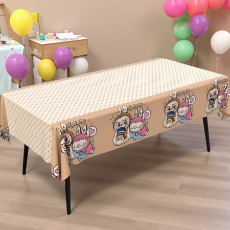 Articole party - Fata de masa pentru petrecere ' model Labubu ' 183 x 137 cm 2260-2506