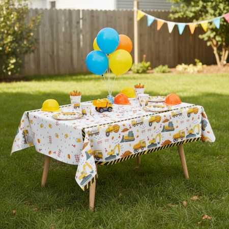 Articole casă - Fata de masa tematica pentru petrecere, model Constructii 183 x 137 cm 2260-2604
