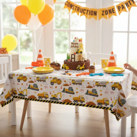 Articole casă - Fata de masa tematica pentru petrecere, model Constructii 183 x 137 cm 2260-2604