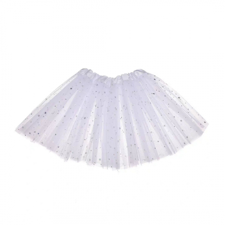 Îmbrăcăminte copii - Fusta tutu balerina cu paiete stelute, din Tul MAS-002alb