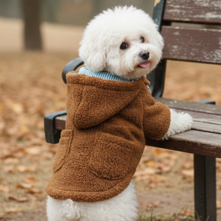 Animale de companie - Geaca flausata cu gluga XINA2114maro