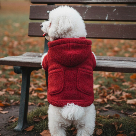 Haine - Geaca flausata cu gluga XINA2114visiniu