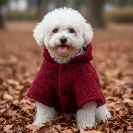 Haine - Geaca flausata cu gluga XINA2114visiniu