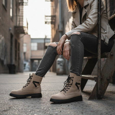 Damă - Ghete imblanite L686bej