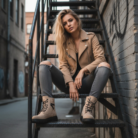 Damă - Ghete imblanite L686bej